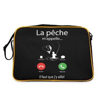 La pêche m'appelle il Faut Que j'y aille - Sac Retro - noir/or - Dos