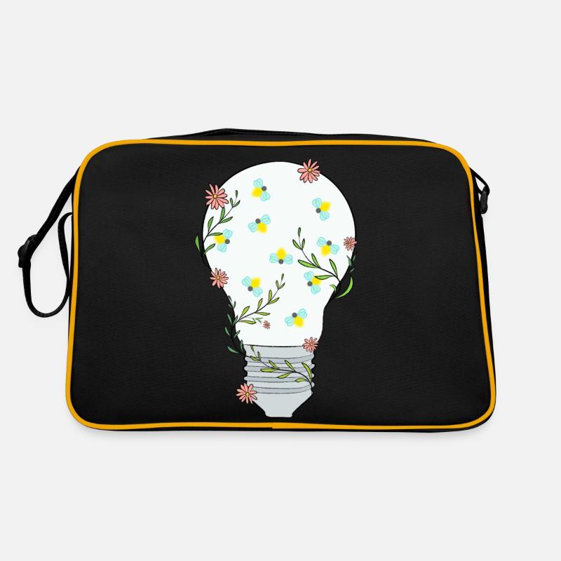 Blumen glühbirne - Retro Tasche - Schwarz/Gold