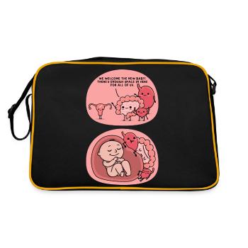 Schwangerschaft Witz - Retro Tasche - Schwarz/Gold - Hinten
