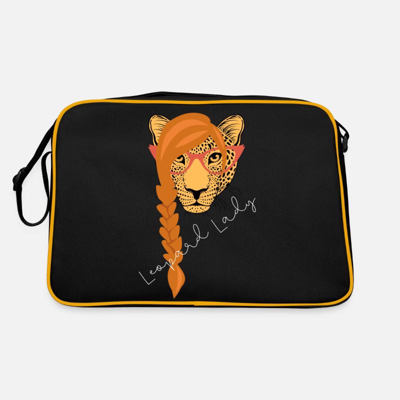Leopard Lady | weißer Text Retro Tasche