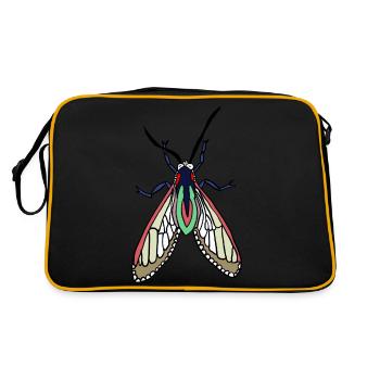 Nachtmotte Farbexplosion - Retro Tasche - Schwarz/Gold - Hinten