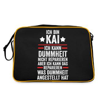 Kai - Retro Tasche - Schwarz/Gold - Hinten