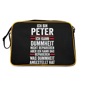 Peter - Retro Tasche - Schwarz/Gold - Hinten