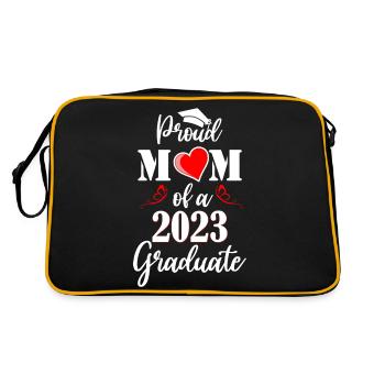 Stolze Mutter eines Absolventen der Klasse 2023 - Retro Tasche - Schwarz/Gold - Hinten