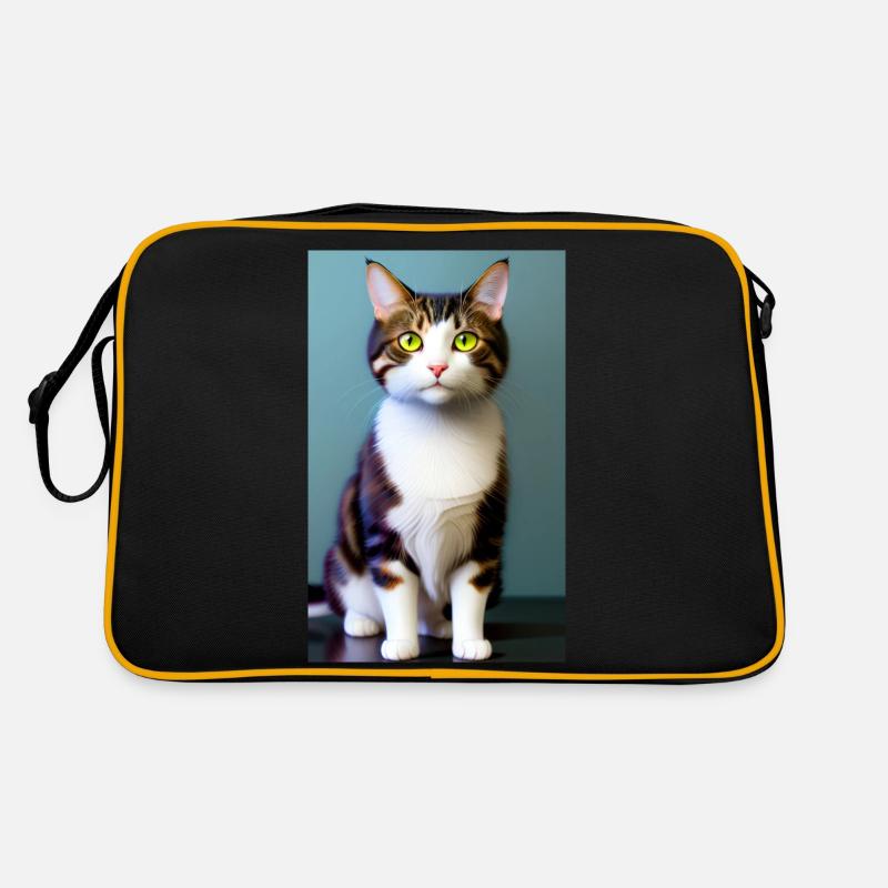 Domestic short haired cat waits for eating Retro Bag