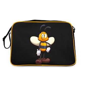 Freundliche niedliche Cartoon-Biene - Retro Tasche - Schwarz/Gold - Hinten