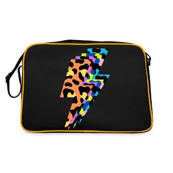Mehrfarbiger Leopardenblitz - Retro Tasche - Schwarz/Gold - Hinten