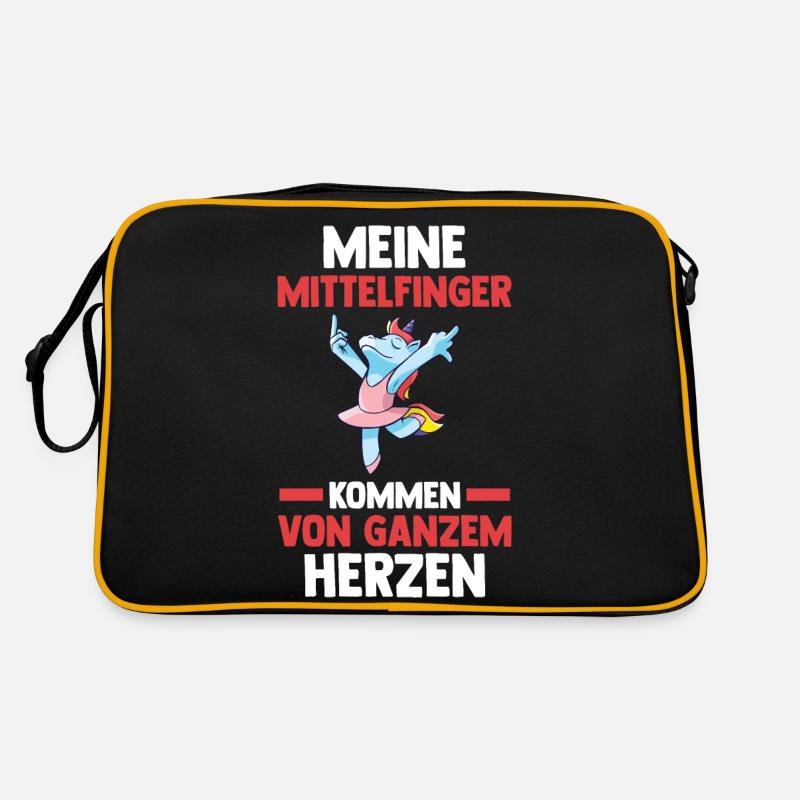 Mittelfinger Einhorn - Retro Tasche - Schwarz/Gold