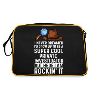 super cool private investigator Design - Retro Tasche - Schwarz/Gold - Hinten