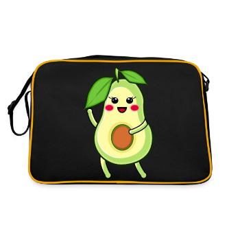 Sweet avocado with leaf beckoning to you - Retro Bag - black/gold - Back