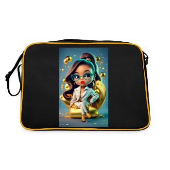 Fille assise sur un sceau d’or - Sac Retro - noir/or - Dos