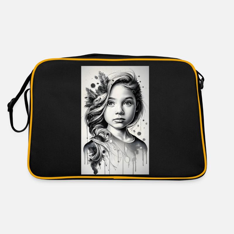 Mädchen in Schwarz und Weiß Retro Tasche