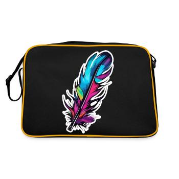 Feather / Quill / Bird Feather / Down Feather - Retro Bag - black/gold - Back
