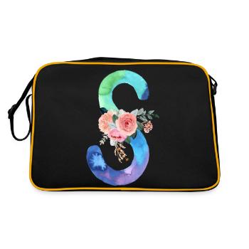 Letter S watercolor - Retro Bag - black/gold - Back