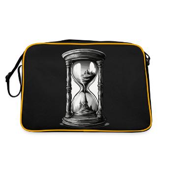 Sanduhr / Zeitmesser / Antik /Sandkörner / Ablauf - Retro Tasche - Schwarz/Gold - Hinten