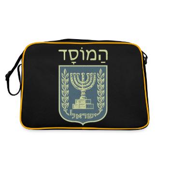 Israel Hanukkah Candlestick Coat of Arms Flag Hebrew - Retro Bag - black/gold - Back