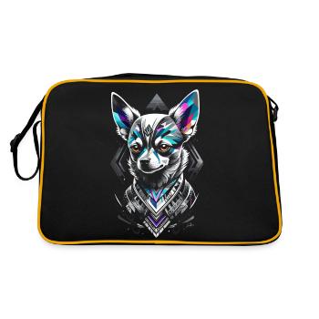 Blue geometric chihuahua dog - Retro Bag - black/gold - Back