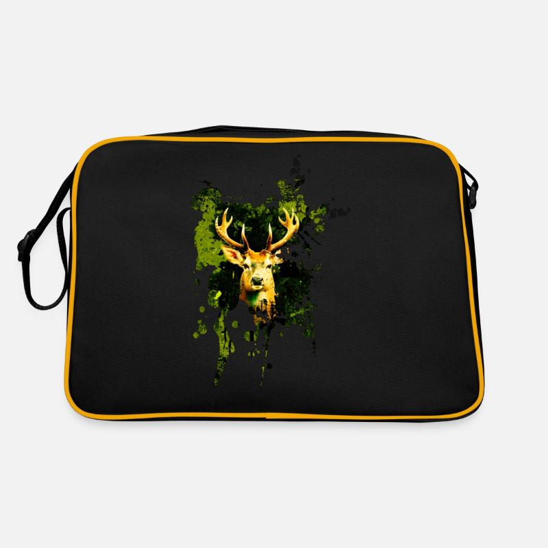 Hirsch Spritzer 1 - Retro Tasche - Schwarz/Gold