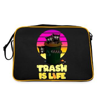 Raccoon "Trash Is Life" - Retro Bag - black/gold - Back