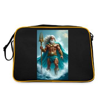 Poséidon, puissant dieu de la mer avec trident, vagues - Sac Retro - noir/or - Dos