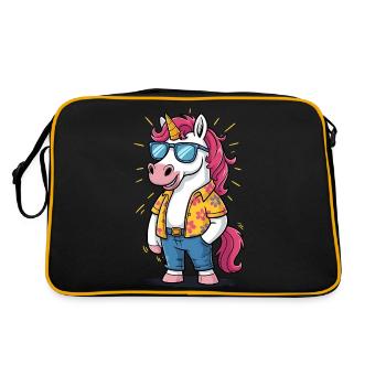 Funny Summer Unicorn - Retro Bag - black/gold - Back