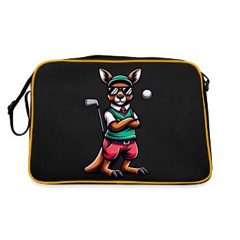 Motif de golf kangourou amusant pour les amateurs de sport - Sac Retro - noir/or - Dos