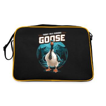 Heute bin ich eine ernsthafte Gans Dumm Lustig - Retro Tasche - Schwarz/Gold - Hinten