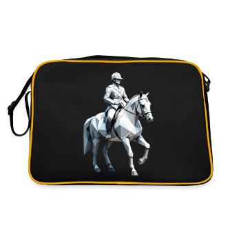 Low Poly Reiter - Ballett Design - Retro Tasche - Schwarz/Gold - Hinten