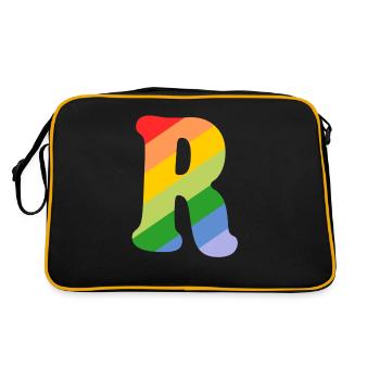Buchstabe R Regenbogen - Retro Tasche - Schwarz/Gold - Hinten