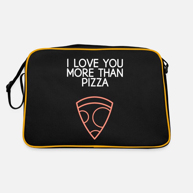 Ich liebe dich mehr als Pizza Retro Tasche