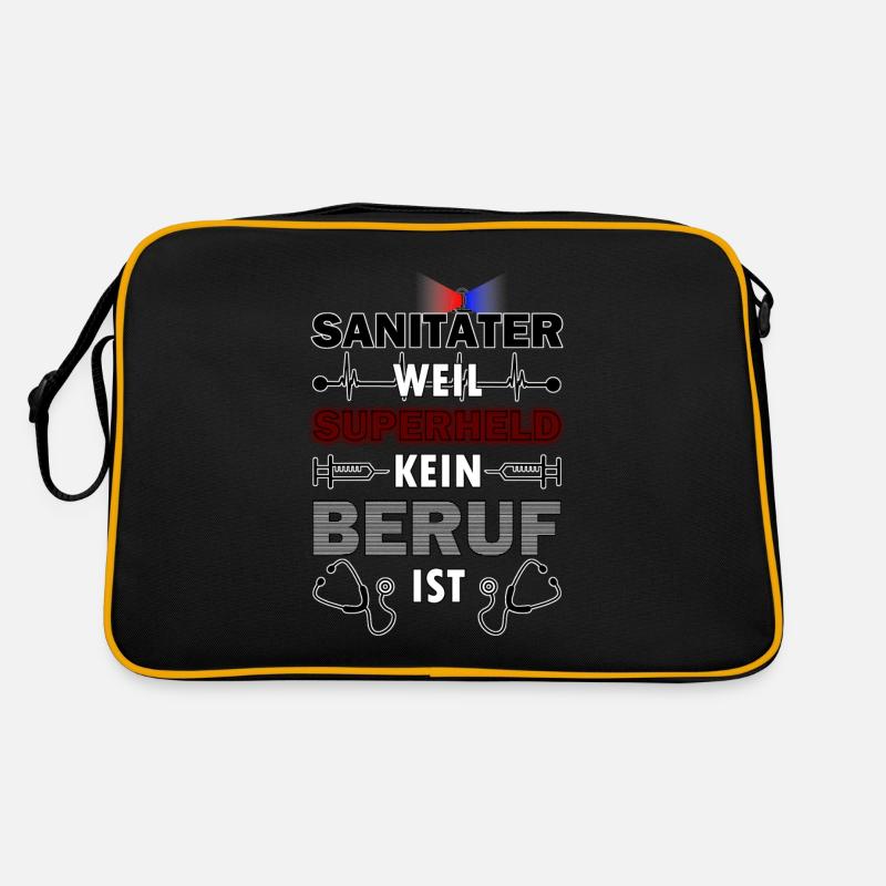 Superheld Beruf Sanitäter Geschenk - Retro Tasche - Schwarz/Gold
