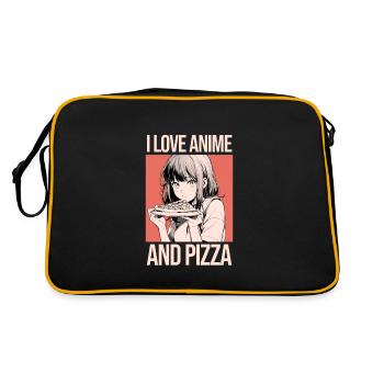 J’aime l’anime et la pizza - Style manga - Sac Retro - noir/or - Dos
