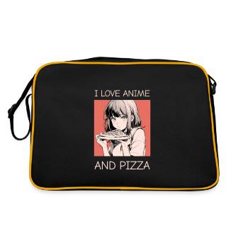 J’aime l’anime et la pizza - Style manga - Sac Retro - noir/or - Dos