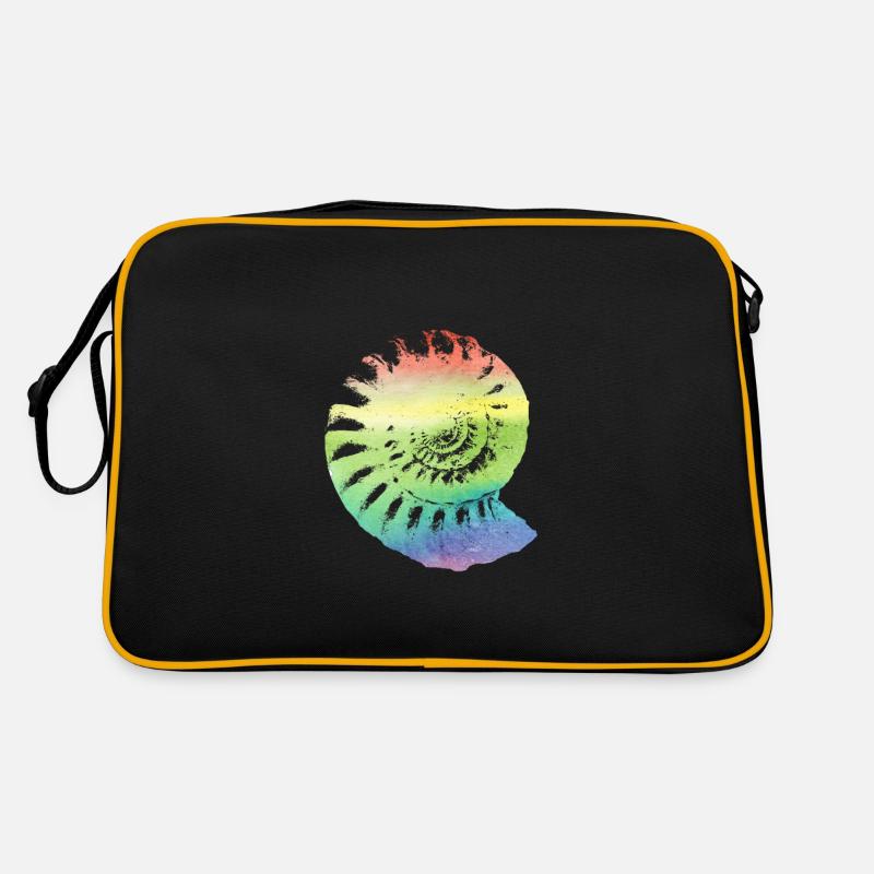 Fossil ammonite in rainbow colored gift - Retro Bag - black/gold
