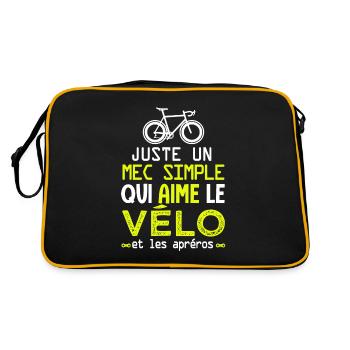 mec simple aime le vélo et apéro humour homme velo - Sac Retro - noir/or - Dos