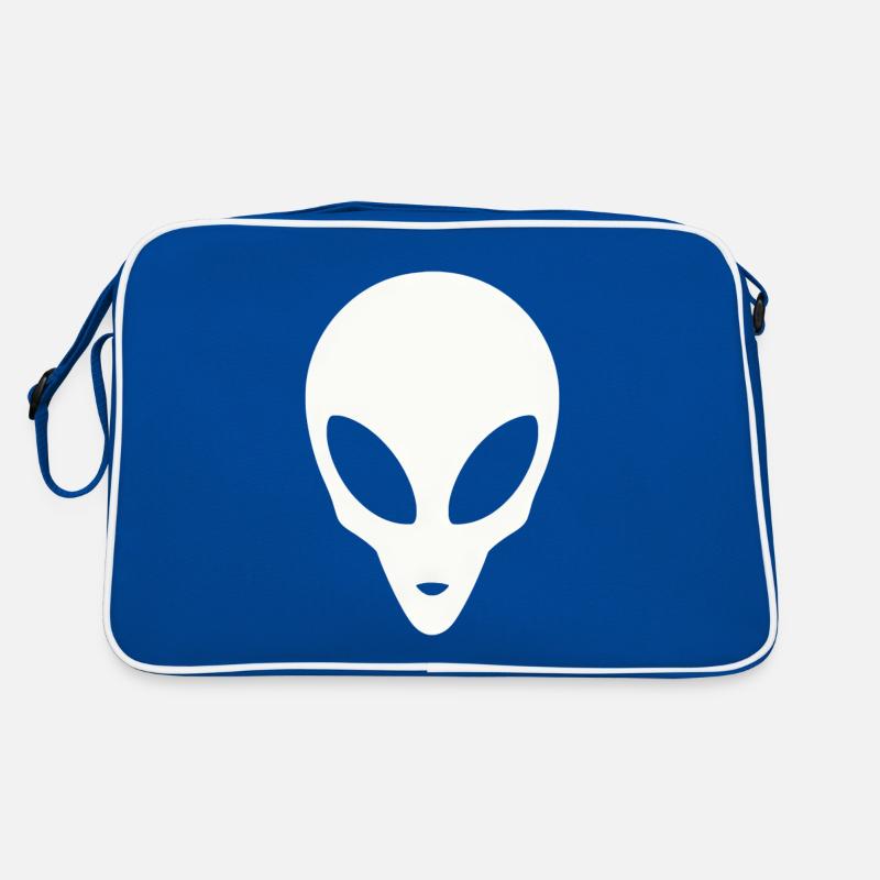 Silhouette eines Alienkopfes Retro Tasche