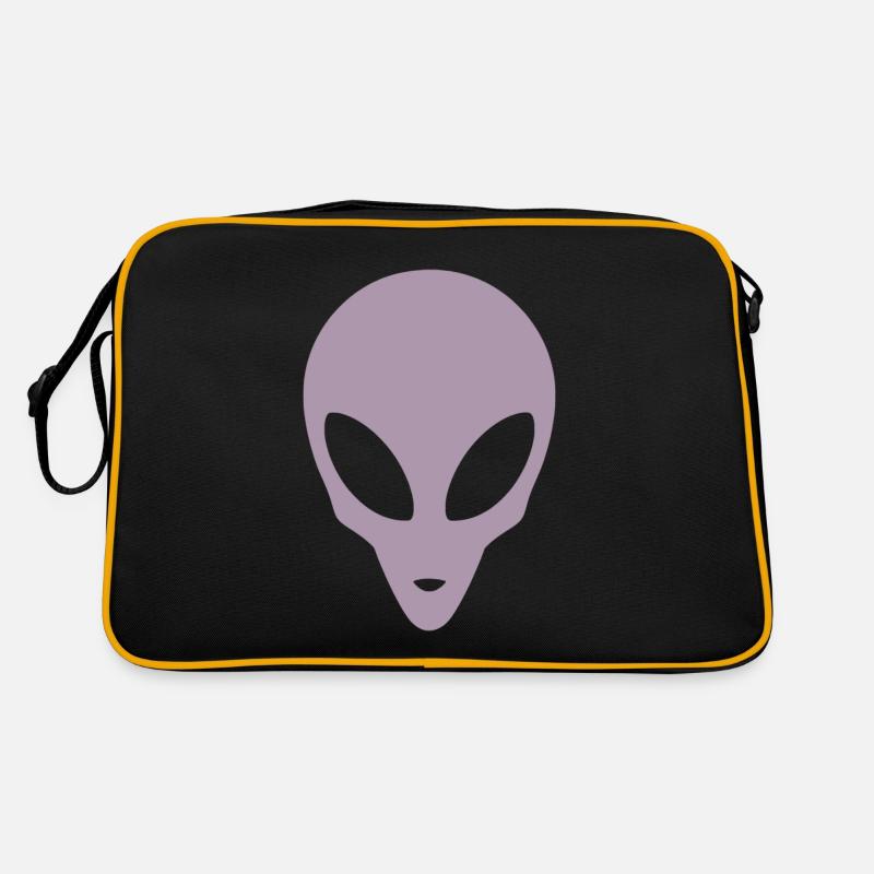 Silhouette eines Alienkopfes Retro Tasche