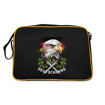 Deutschland Motiv mit Adler und Schwerter - Retro Tasche - Schwarz/Gold - Hinten