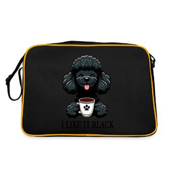 Pudel liebt schwarzen Kaffee "I like it black" - Retro Tasche - Schwarz/Gold - Hinten