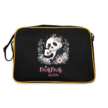 Mama est 2024 I Panda Bear Mum I First Time Mom - Retro Bag - black/gold - Back