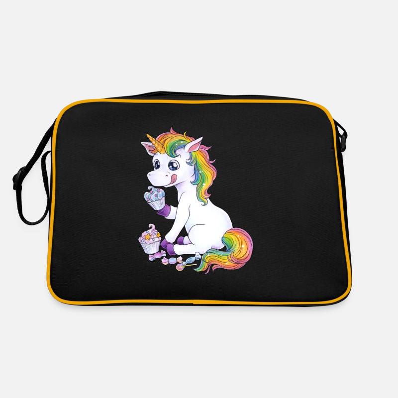 Niedliches Einhorn Regenbogen mit Süßem Cupcake Retro Tasche