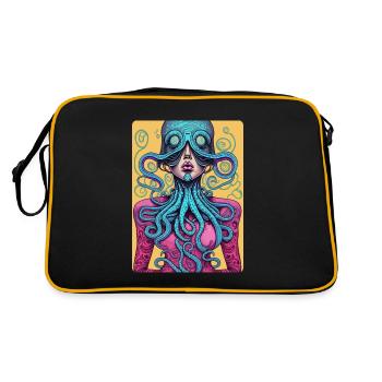 Mystical and Mysterious Pink Half-Woman, Half-Octo - Retro Bag - black/gold - Back