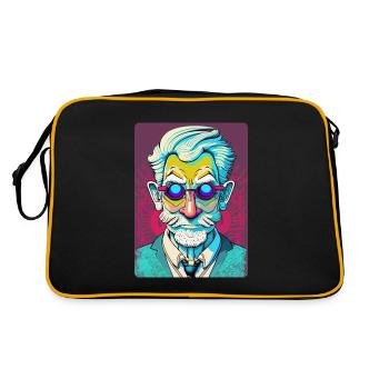 Mysterious Old Man with Glasses - Retro Bag - black/gold - Back