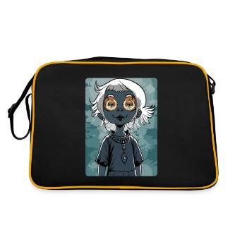 Scary and Mysterious Little Girl with Hypnotic Eye - Retro Bag - black/gold - Back