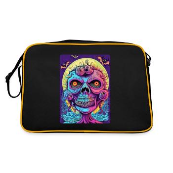 Visage de sorcière zombie coloré effrayant - Sac Retro - noir/or - Dos