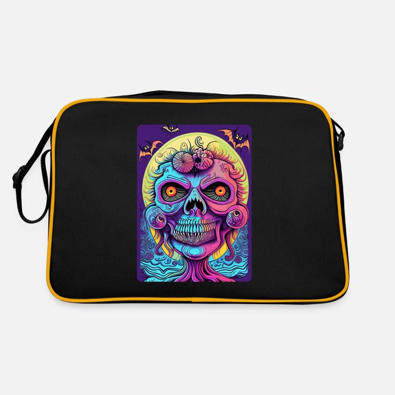 Scary Colored Zombie Witch Face Retro Bag