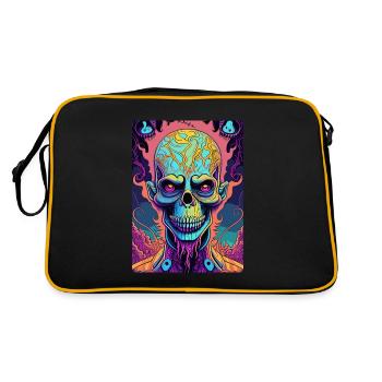 Visage effrayant de crâne de motard coloré - Sac Retro - noir/or - Dos