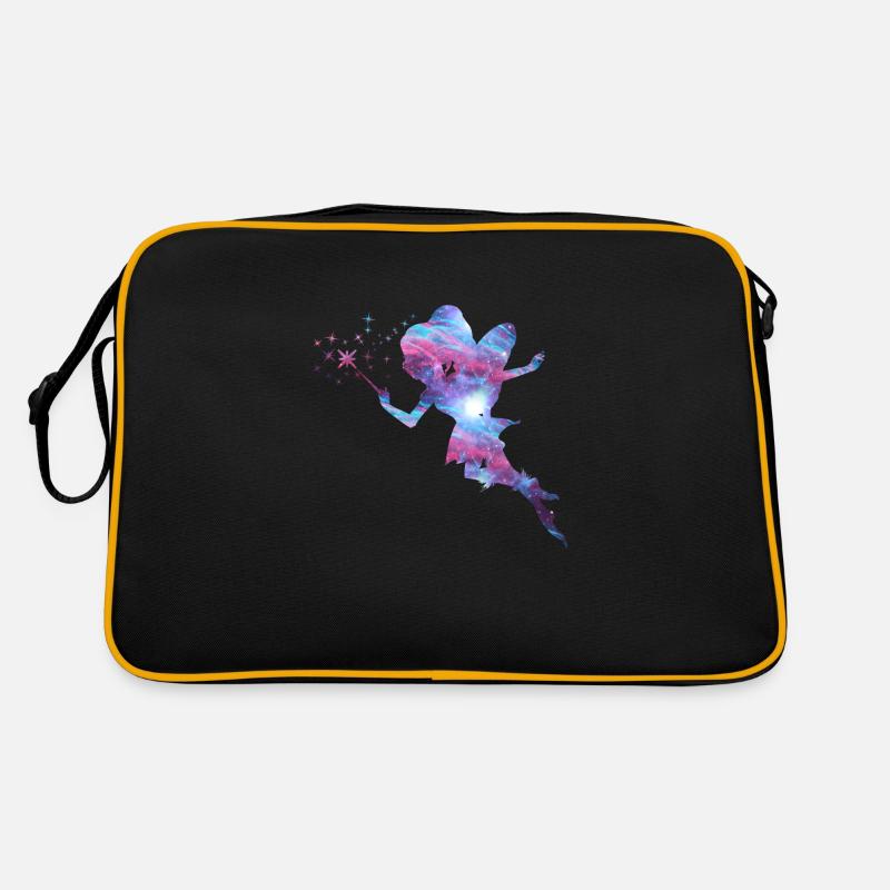 Fee Silhouette gute Fee Elfe Geschenk Märchen - Retro Tasche - Schwarz/Gold