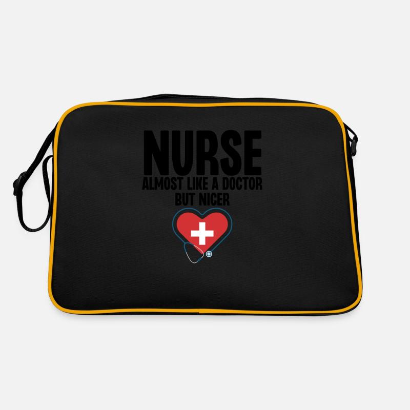 Krankenschwester fast wie ein Arzt, aber netter - Retro Tasche - Schwarz/Gold