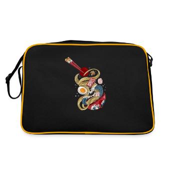 Japanese Ramen Hokusai Wave Art - Retro Bag - black/gold - Back